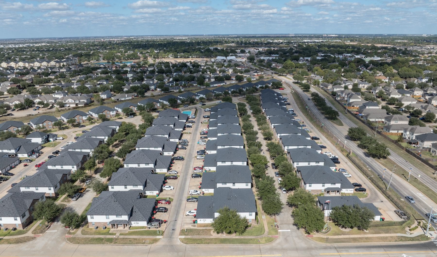 an aerial view of a neighborhood